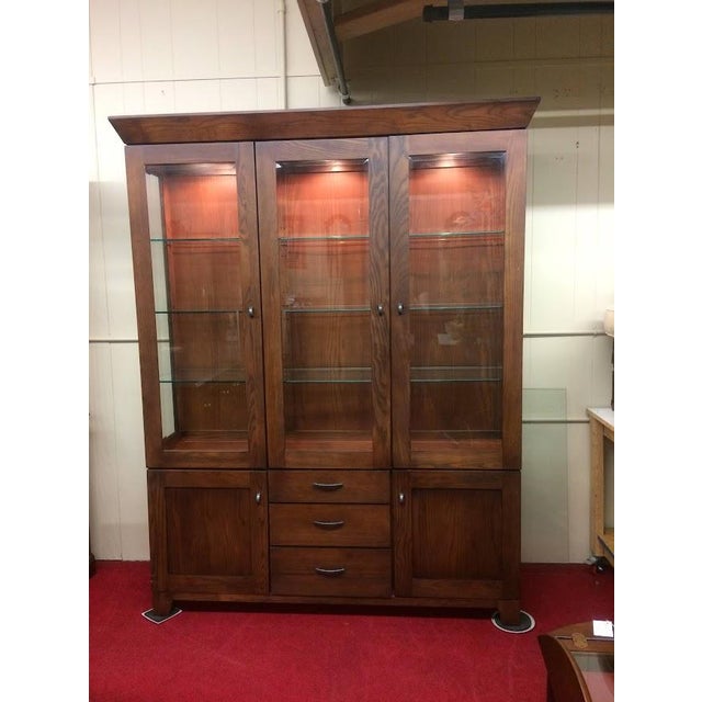Contemporary Vintage China Cabinet, Ethan Allen Furniture For Sale - Image 3 of 8