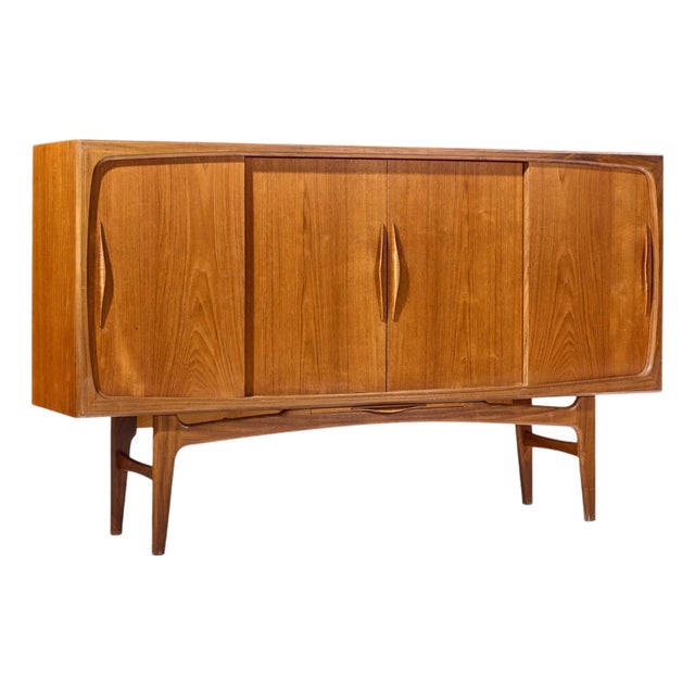 Kurt Østervig Style Mid Century Danish Sculptural Teak High Credenza For Sale