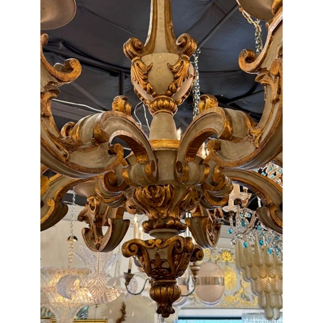 French 19th Century Gilt Wood Chandelier For Sale - Image 4 of 6