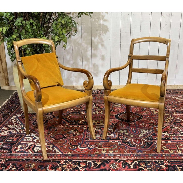 Cherrywood Armchairs with Scrolled Backs, 1960s, Set of 2 For Sale - Image 11 of 11