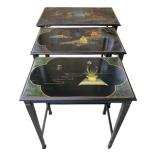 Chinoiserie Stately Vintage Nesting Tables - Set of 3 For Sale