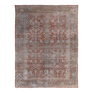 Antique Persian Sultanabad Carpet, Handmade Oriental Rug, Light Blue, Rust, Gray For Sale