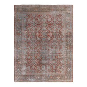 Antique Persian Sultanabad Carpet, Handmade Oriental Rug, Light Blue, Rust, Gray