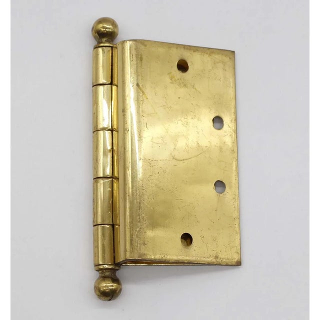 Metal Vintage Polished Brass Lawrence 5.5 X 5 Offset Door Hinges For Sale - Image 7 of 7
