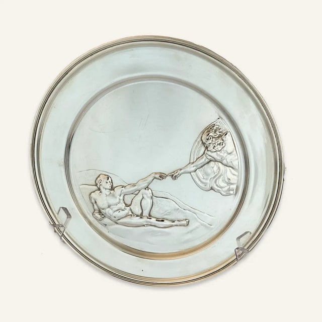 Metal Late 20th Century “Creation of Adam” Danbury Mint Sterling Silver Plate For Sale - Image 7 of 7