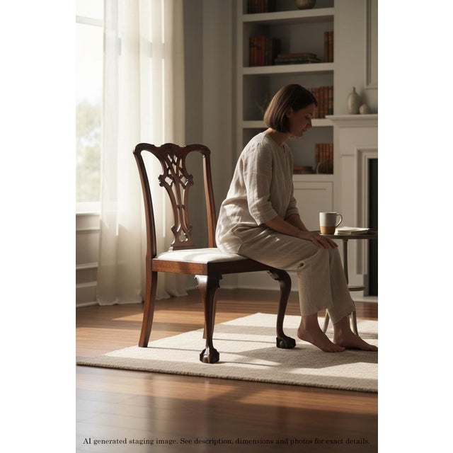 Antique set of 8 (6+2) georgian revival mahogany dining chairs – c.1910 full of authentic charm and character, this fine...