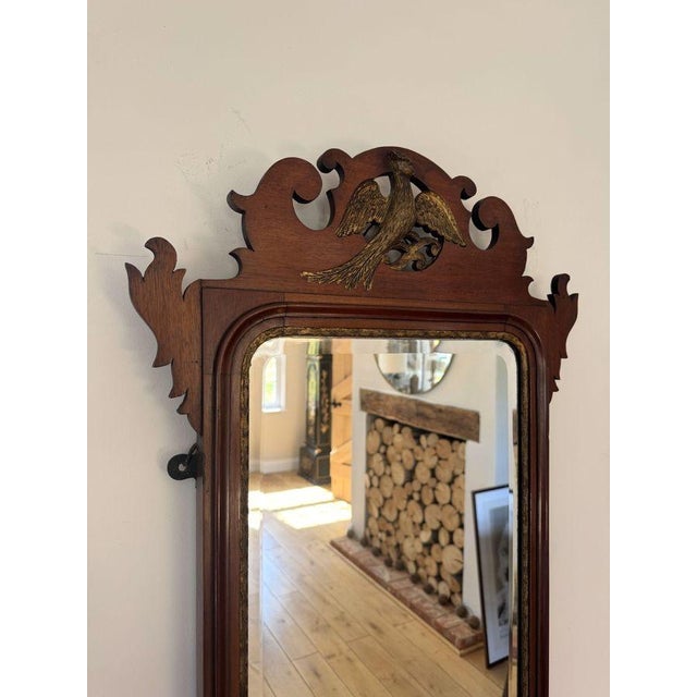 Large Antique Edwardian Inlaid and Gilt Mahogany Fretted Wall Mirror, 1900 For Sale - Image 4 of 7