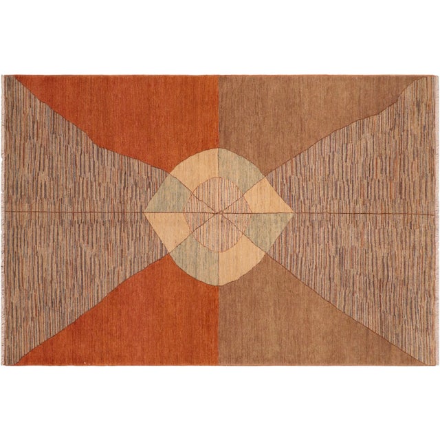 1980s Boho Chic Gabbeh Orange/Brown Wool Rug - 6'2" X 9'3" For Sale - Image 9 of 10