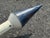 A Space Age Barber Pole! Amazing and entirely original metal four section retail sign. Mid 20th C., fashioned to be the...