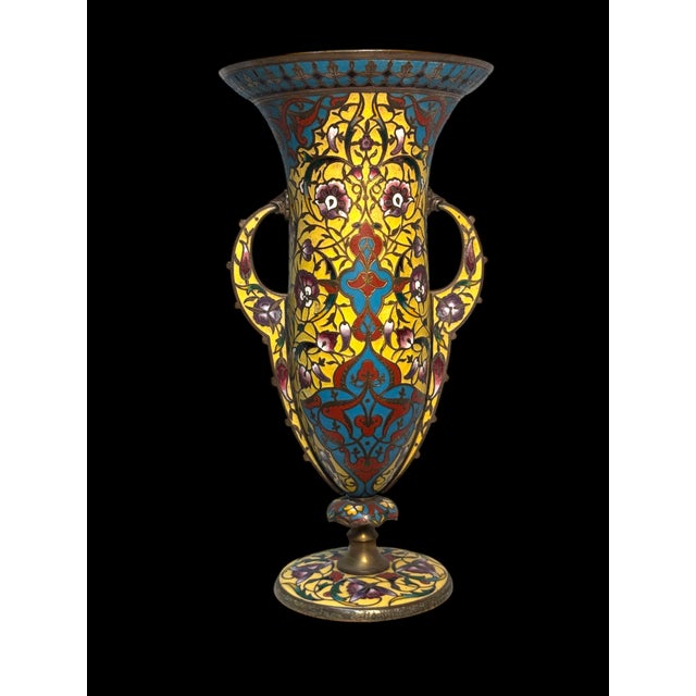 A Large 19th Century. French Champleve Enamel and Bronze Vase by Barbedienne For Sale - Image 9 of 12