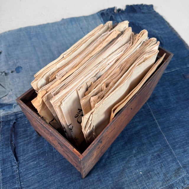 Mid-Century Modern Japanese Wooden Filing Box with Calligraphy, 1920s-1950s For Sale - Image 3 of 14