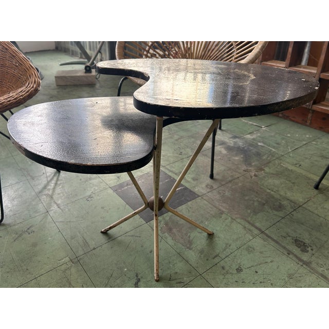 Free-Form Metal and Wood Coffee Table from the 1950s For Sale - Image 4 of 8