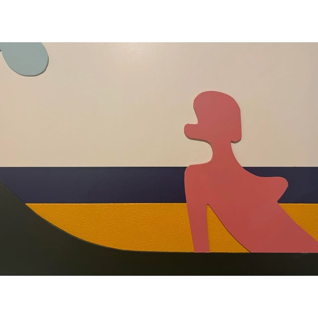 Postmodern Claude Gilli (1938-2015), French Pop Art, Modern Diptych Acrylic Painted Assemblage, "La Plage" For Sale - Image 3 of 9