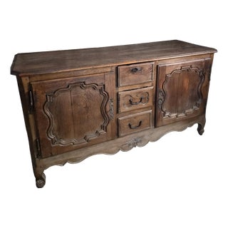 Large Antique French Oak Credenza from Auvergne, 1700s For Sale