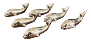 Vintage Stainless Steel Whale Knife Rests, Set of 6