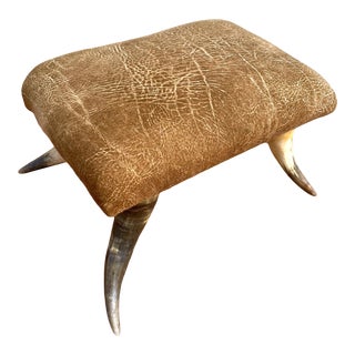 Antique American Victorian Western Horn Foot Stool Ottoman For Sale