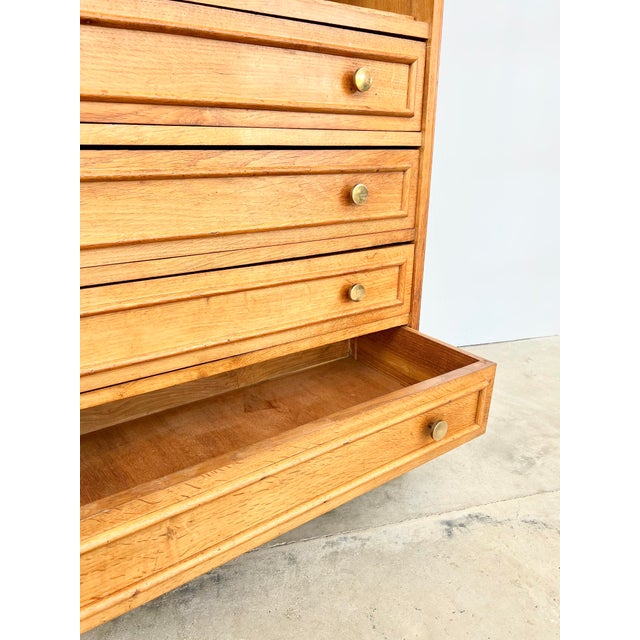 Vintage Oak Bookcase with Brass Drawers, 1950s For Sale - Image 15 of 17