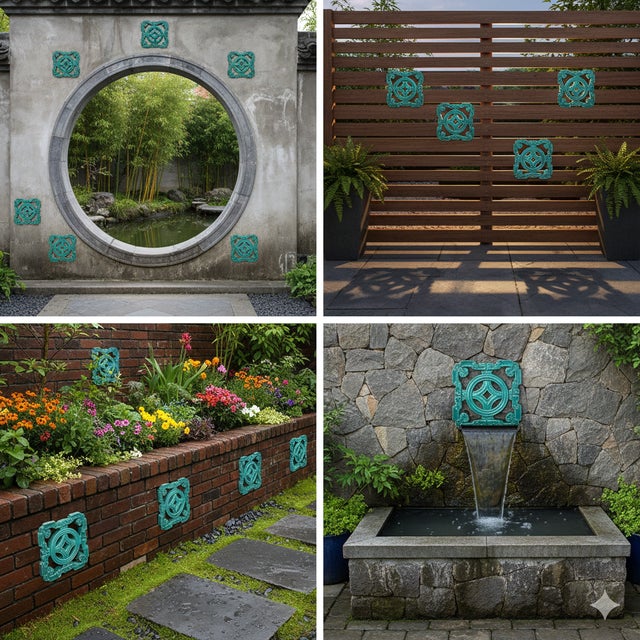 Chinese Ru-Yi Coin Turquoise Green Mix Glaze Wall Floor Clay Tile For Sale - Image 9 of 9