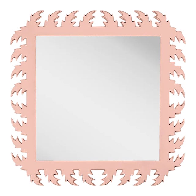 Fleur Home Audubon Square Mirror in Salmon Berry, 38x38 For Sale