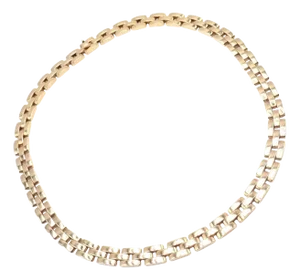 1990s Cartier 3 Row Maillon Panther Yellow Gold Link Necklace