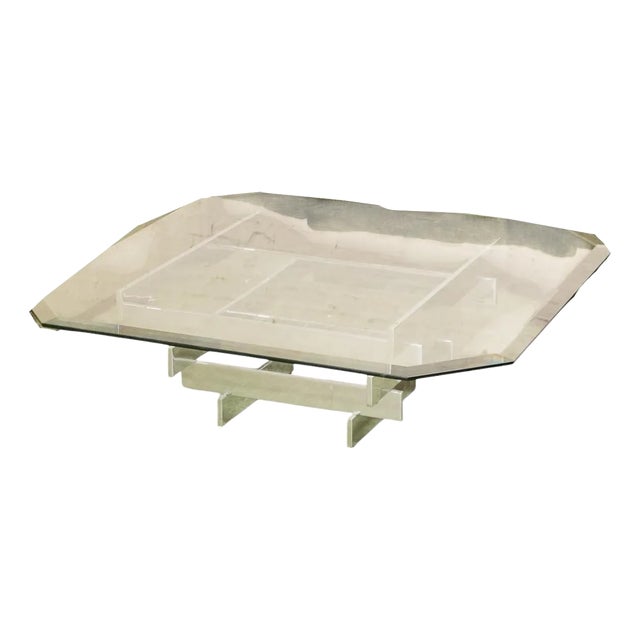 1970s Aluminum and Glass Coffee Table For Sale
