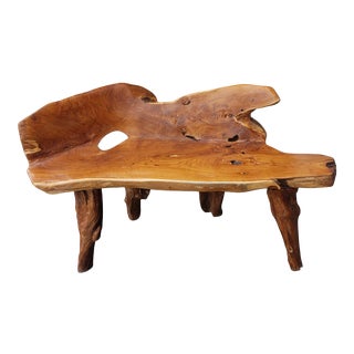 Natural Freeform Teak Root Bench For Sale