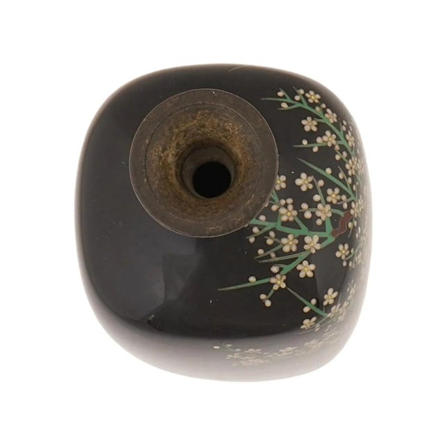 Meiji Japanese Cloisonne Enamel Silver Wire Signed Botanical Garden Vase For Sale In New York - Image 6 of 8
