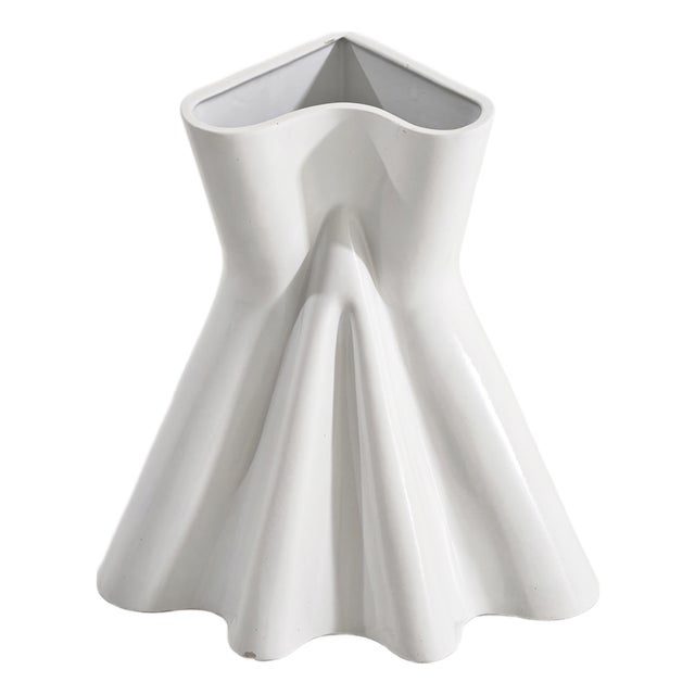 Mid-Century Modern White Glazed Ceramic Umbrella Stand by Enzo Bioli for Il Picchip Italia, 1970s For Sale