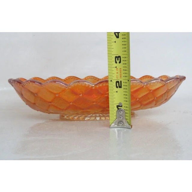 Glass Imperial Quilted Diamond Pansy Marigold Carnival Glass Candy Dish For Sale - Image 7 of 11