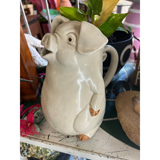 1970s Fits and Floyd White Ceramic Piggy Pitcher For Sale - Image 9 of 9