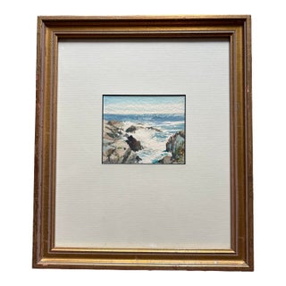 Vintage Original Seascape Framed Watercolor Painting by Helen Schepens-Kraus For Sale