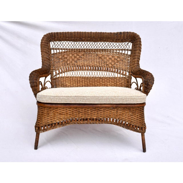 Antique Wicker Loveseat by Larkin & Co., Arts and Crafts Style, Usa For Sale - Image 12 of 13