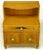 Grosfeld House nightstand in bleached mahogany and figured walnut. Single drawer with two cabinet doors that open to...