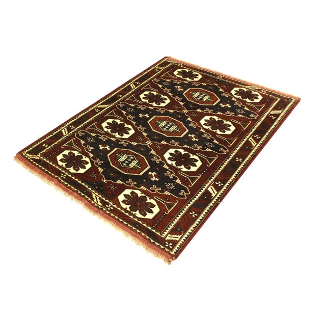 Rustic 1960s 1960s Vintage Rustic Kargahi Breann Brown/Blue Hand Knotted Rug For Sale - Image 3 of 10