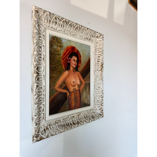 1950s Vintage Nude Woman Oil on Board Painting by Sylvia For Sale - Image 10 of 11