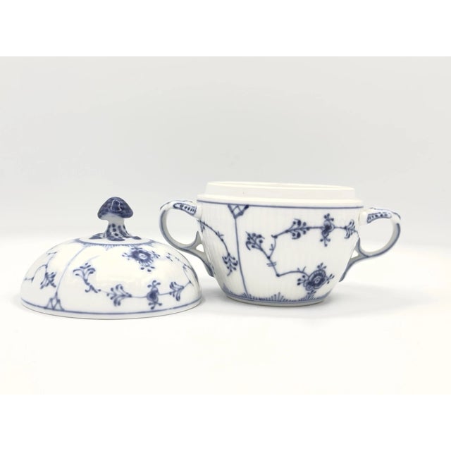 Royal Copenhagan Vintage Royal Copenhagen Blue Fluted Covered Sugar Bowl For Sale - Image 4 of 4