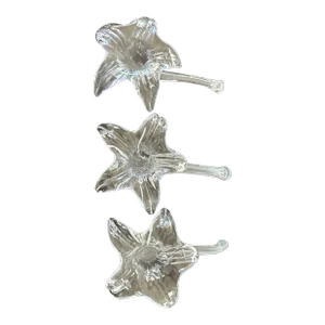 1990s Clear Hand Blown Glass Floral Art Bud Vases - Set of 3
