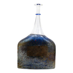 Bertil Vallien for Kosta Boda Blue Satellite Art Glass Bottle Signed 89253