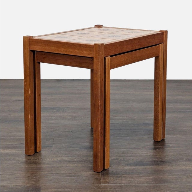 Mid-Century Modern Vintage Mid-Century Tile Top Nesting Tables For Sale - Image 3 of 12