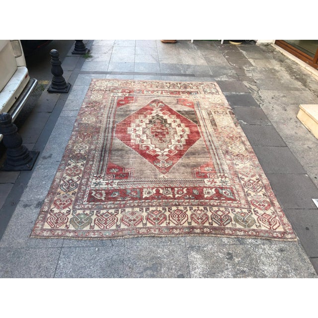 1960s Vintage Handmade Oushak Rug - 6′ × 8′4″ For Sale - Image 11 of 11