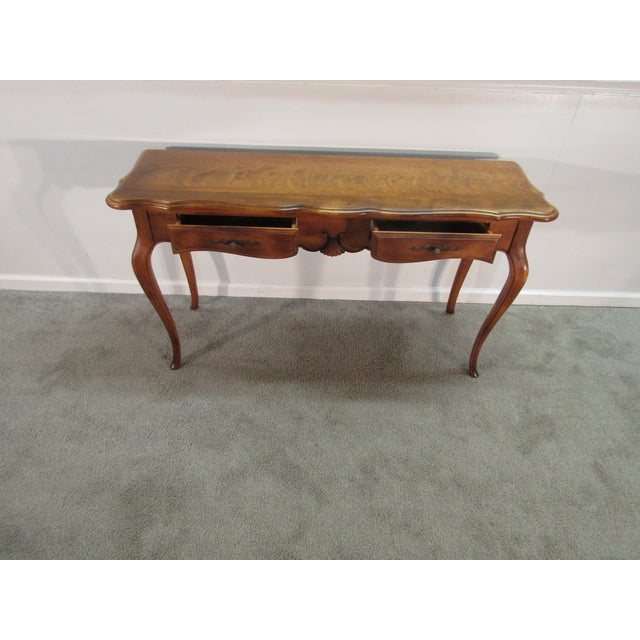 1990s Ethan Allen Solid Maple Country French Console Table For Sale - Image 5 of 8
