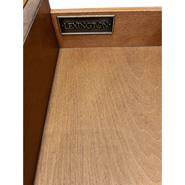 Vintage 1980s Lexington Traditional Wood and Glass End Table With Drawer For Sale - Image 9 of 9