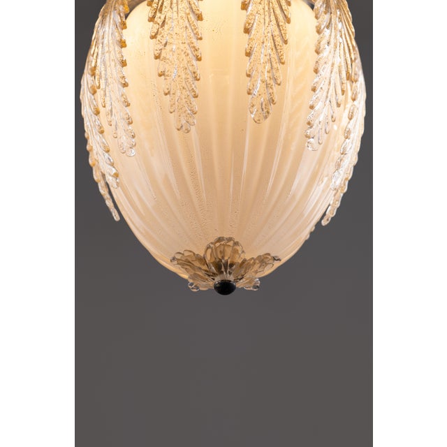 Metal Art Deco Murano Glass Art Stained Lantern by Archimede Seguso for Seguso, 1950s For Sale - Image 7 of 13