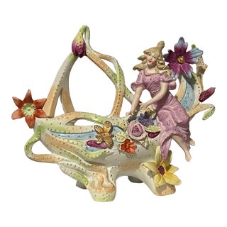 Antique Art Nouveau Porcelain Figurine Bowl For Sale