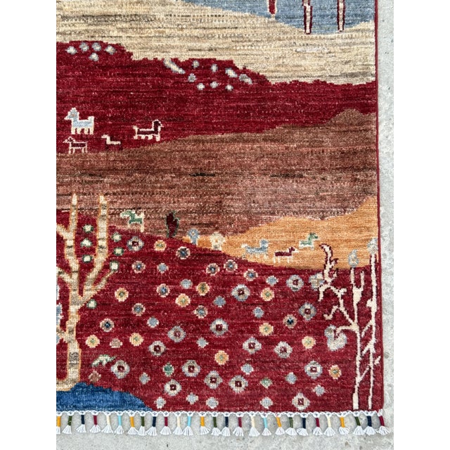 Burgundy Persian Style Gabbeh Rug Runner, 02'09 X 06'08 For Sale - Image 4 of 12