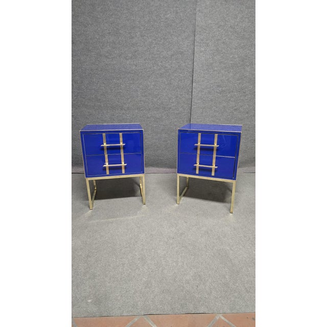 Blue Sapphire Murano Glass Bedside Tables from Justfurnituress SRL, Set of 2 For Sale - Image 4 of 12