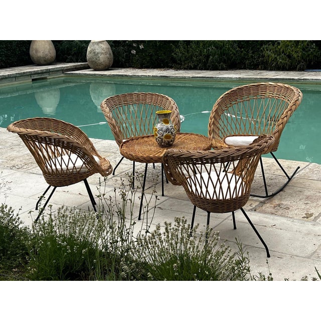 Vintage Rattan Garden Set, 1960s, Set of 5 For Sale - Image 9 of 10