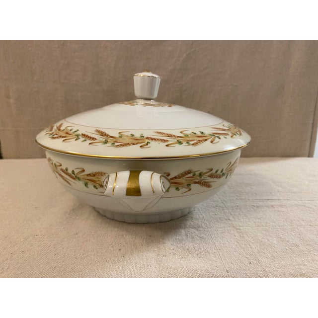 Beautiful vintage Japanese China Casserole Covered Dish Wheat Pattern