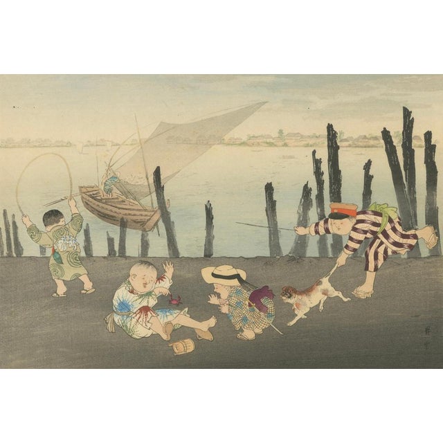 Yamamoto Shōun, Children at Play, 1907, Woodblock Print For Sale - Image 3 of 10