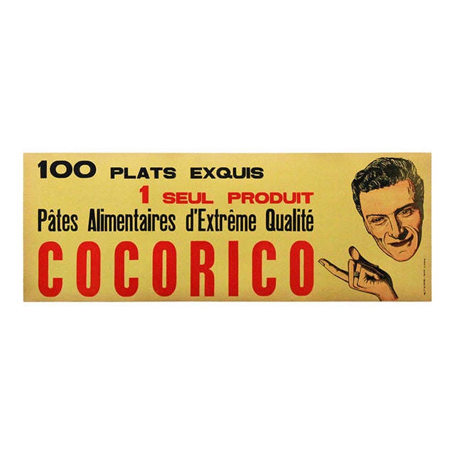 1954 French Mid-Century Food Poster - Cocorio Pasta - Linen Backed For Sale